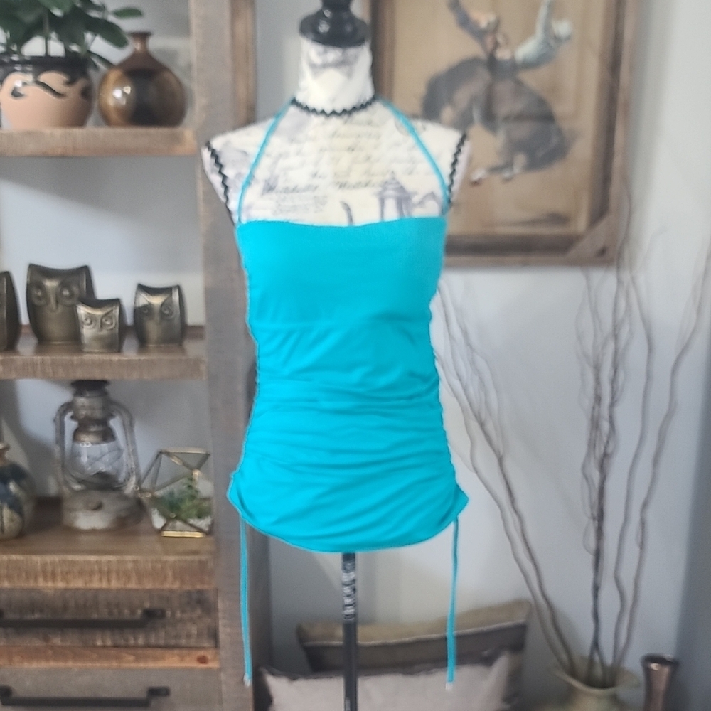 Calvin Klein Turquoise Halter Tankini Swim Top